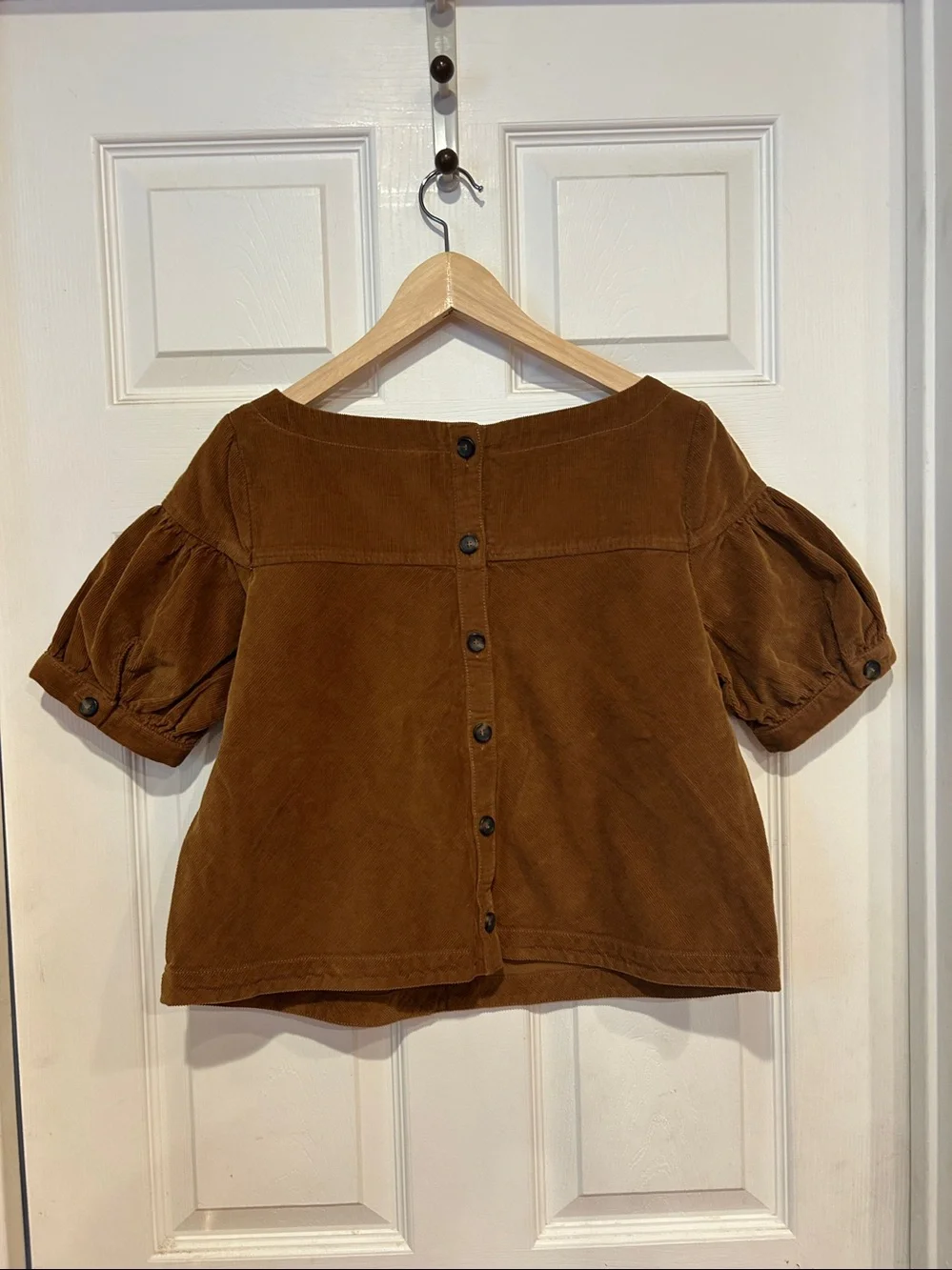Free People Puff Sleeve Corduroy Top - Brown